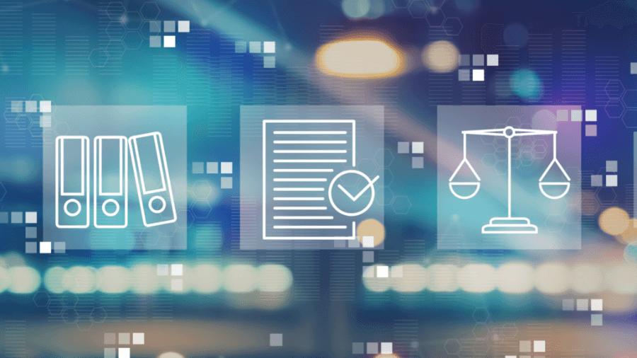 Digital image showing three icons to illustrate compliance
