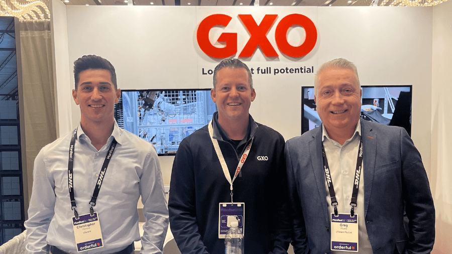 Networking at Manifest Vegas 2024. In the photo from left to right: Chris Perrone (uTenant), David Jones (GXO Logistics), and Greg Wuest (uTenant).