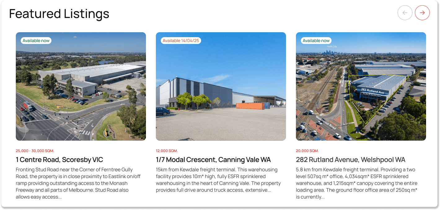 Featured property listings